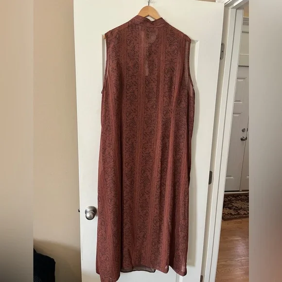 Lane Bryant Designs & Co. Light Brown Patterned Maxi Length Dress Size 24W - Picture 3 of 13